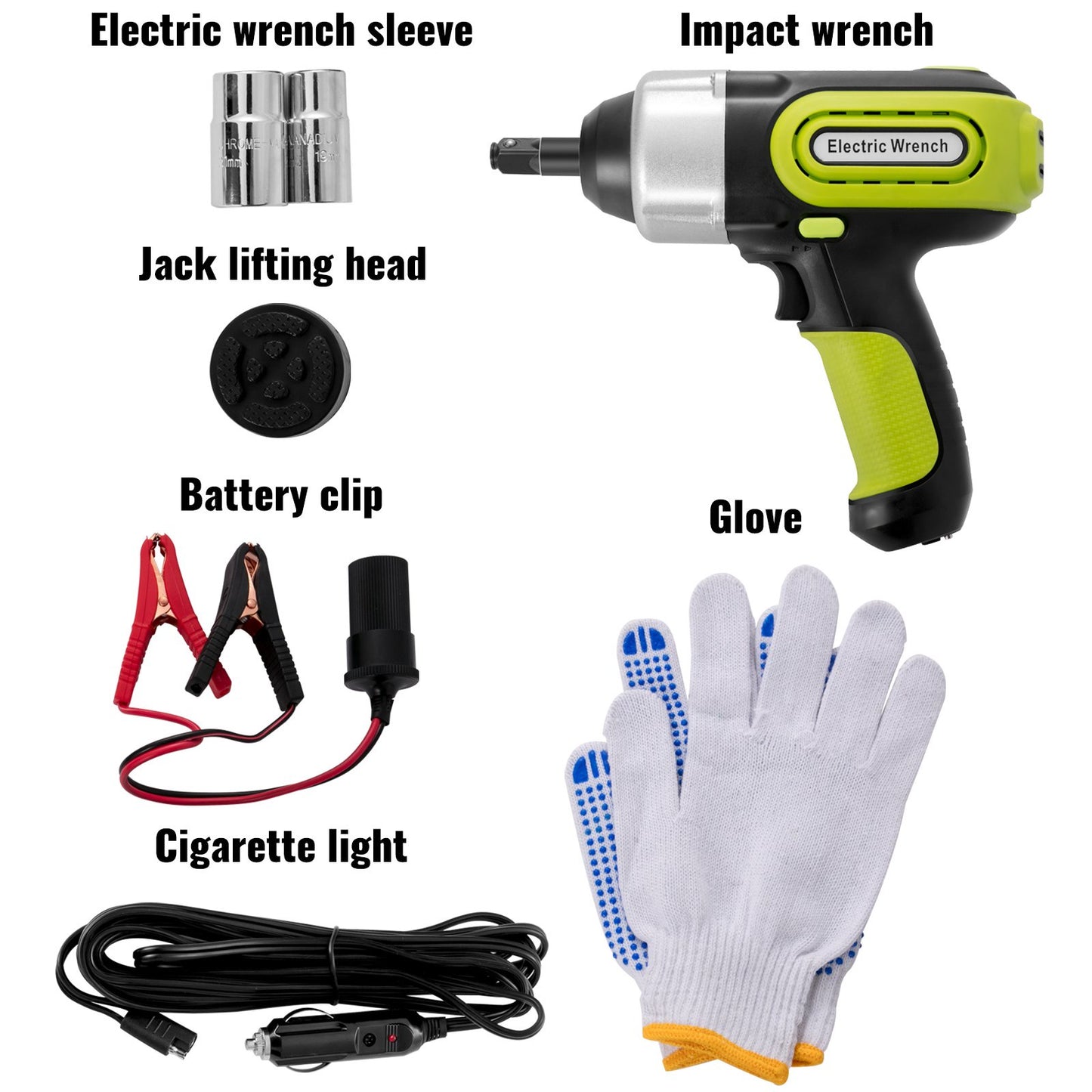 Elektrisk domkraft - 12 V - 5 t - Set för hjulbyte - Multifunktionell