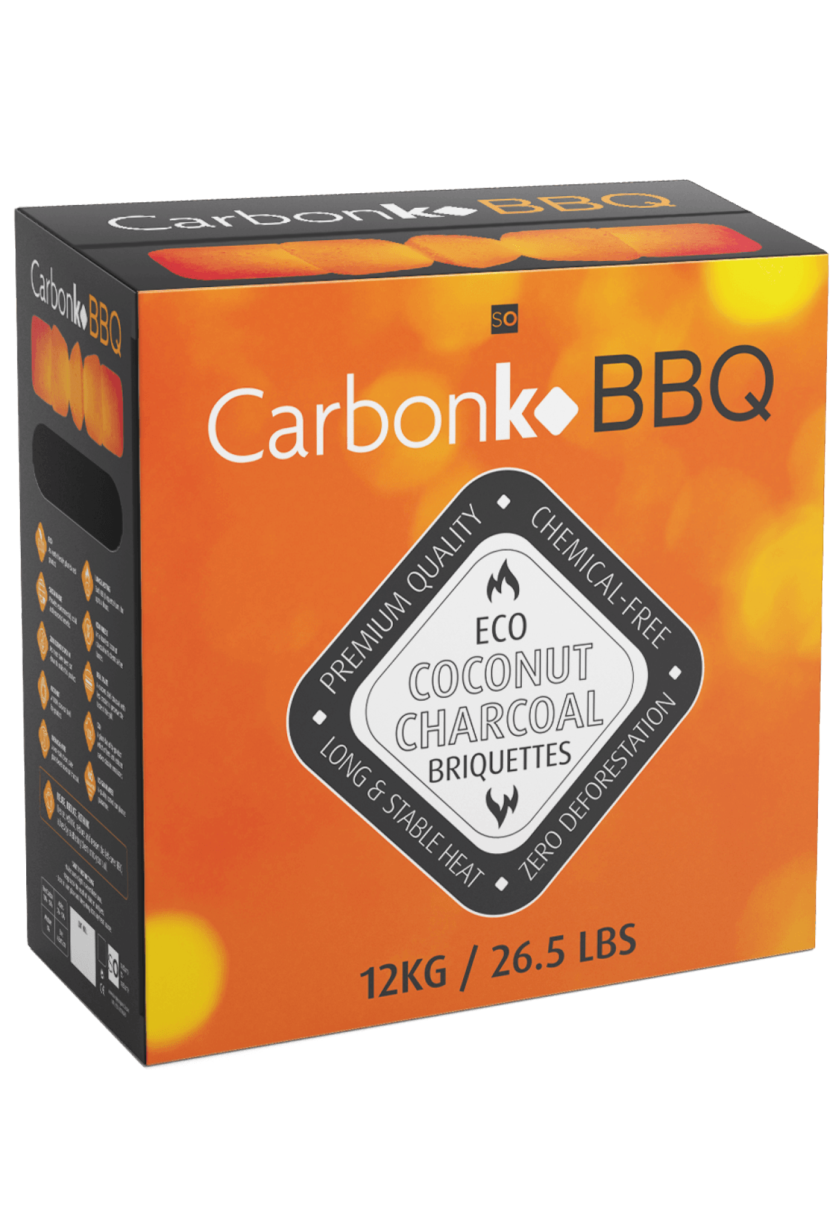 12kg Coconut Shell BBQ Charcoal Briquettes by Carbonko