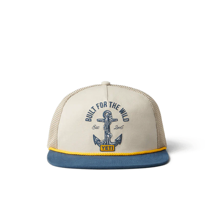 Yeti Built for the Wild Tan/Navy Open Seas Rope Flat Brim Hat